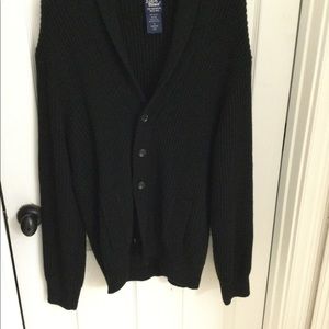 Cardigan sweater black with pockets and five buttons by John Blair size medium